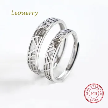 

Leouerry *Love In The Distance* 925 Sterling Silver Ring Original Geometric Resizable Knuckle Rings for Lovers Jewelry