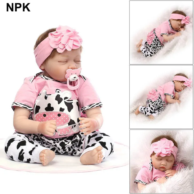 

55cm Silicon Vinyl Doll Milk Cow Pink Newborn Lifelike Baby Toy Early Childhood