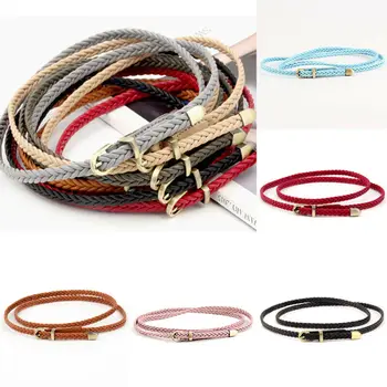 

Ladies Women Fashion Bowknot Skinny Leather Thin Waist Belt Woven Waistband Women Fashion Belts