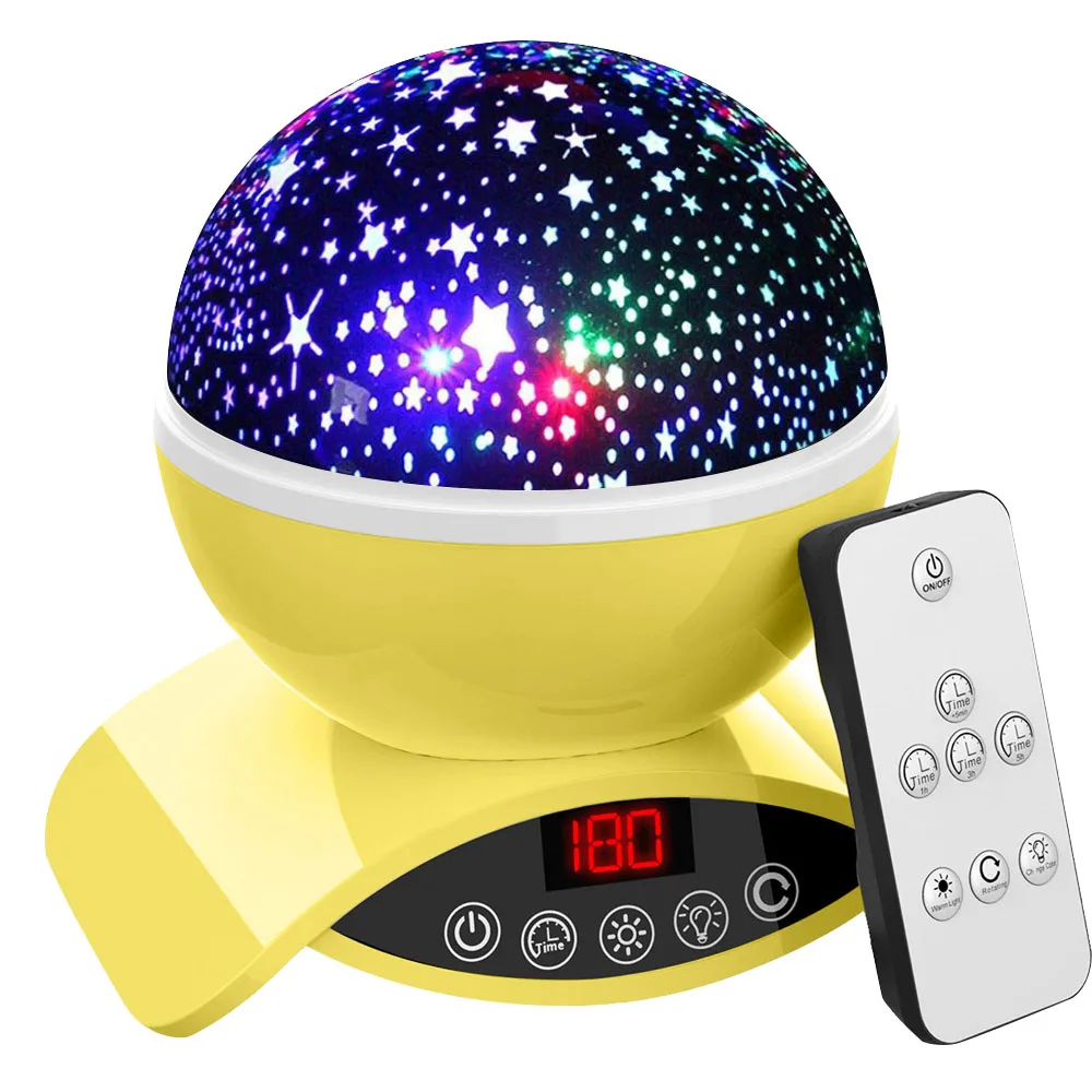 Elecstars LED светодио дный ночник детский вращающихся Star Сенсорный проектор освещения Луна Небо Рождество Дети светильник для малышей подарки для женщин настольная лампа USB датчик движения - Испускаемый цвет: yellow