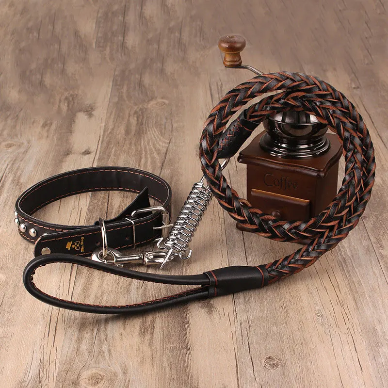 Top Kwaliteit Lederen voor honden 13 ~ 50 kg Hond Kraag Leash mode Ontworpen Hondenriem Strap Touw Tractie Pet Harness Leash lood