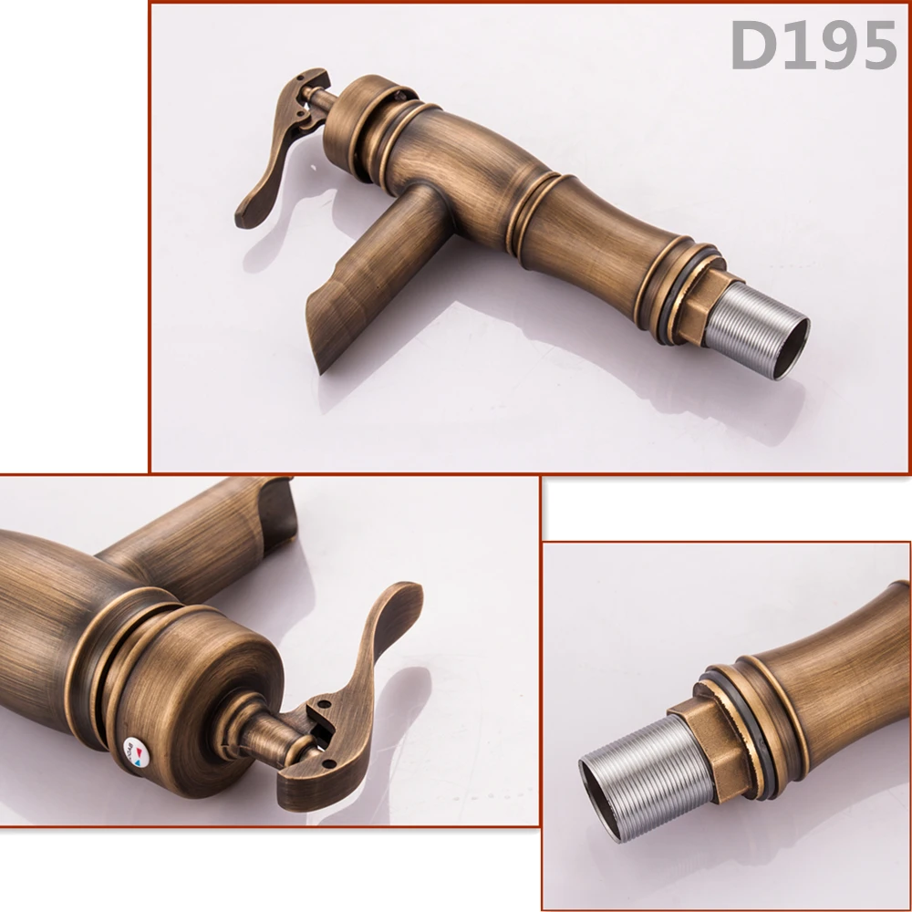 European antique bathroom sink basin faucet retro Single hole basin faucet vintage Brass water tap hot and cold Mci8