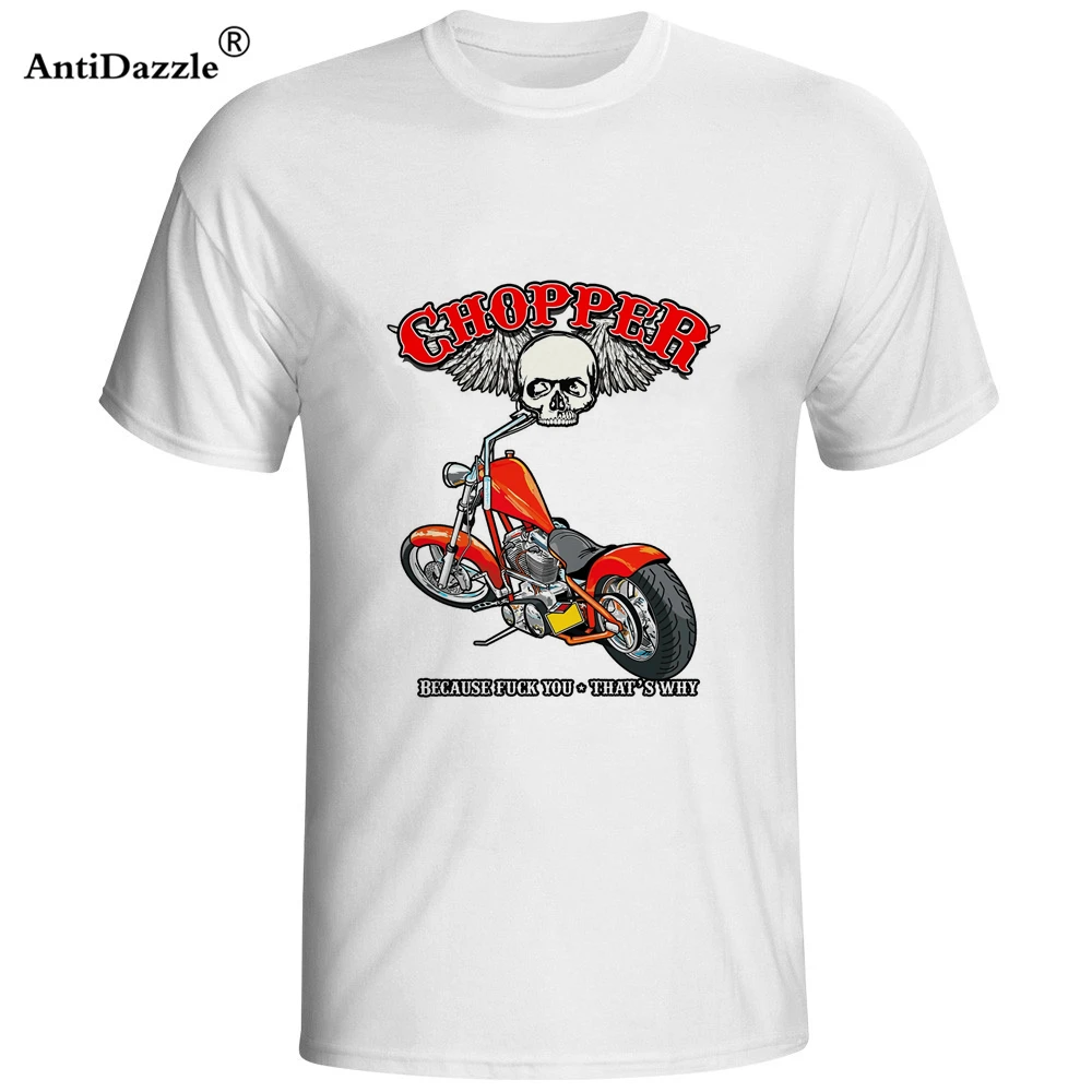 Antidazzle Chopper motorcycle T shirts Men Swag Funny Cotton Short