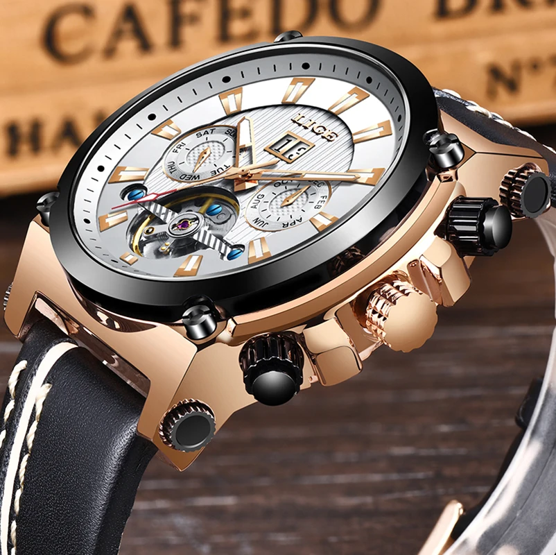 LIGE Mens Watches Top Brand Luxury Clock Automatic Mechanical Watch Men Business Waterproof Sport Wrist Watch Relogio Masculino