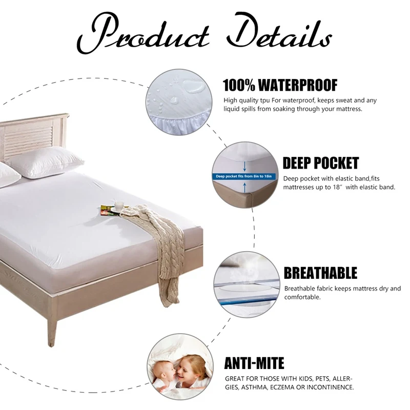 Harga Forcheer Matras Cover Tahan Air Pad Matras Anti Debu Ketat Wrap Bed Cover Topper dengan Elastis