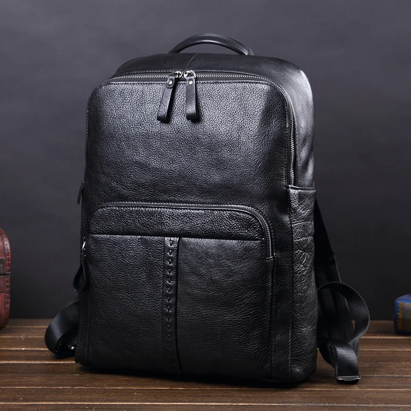 Мужской деловой рюкзак из натуральной кожи, 15 дюймов, сумка на плечо для ноутбука, мужские повседневные Ретро трендовые дорожные сумки, рюкзаки для компьютера - Цвет: 3
