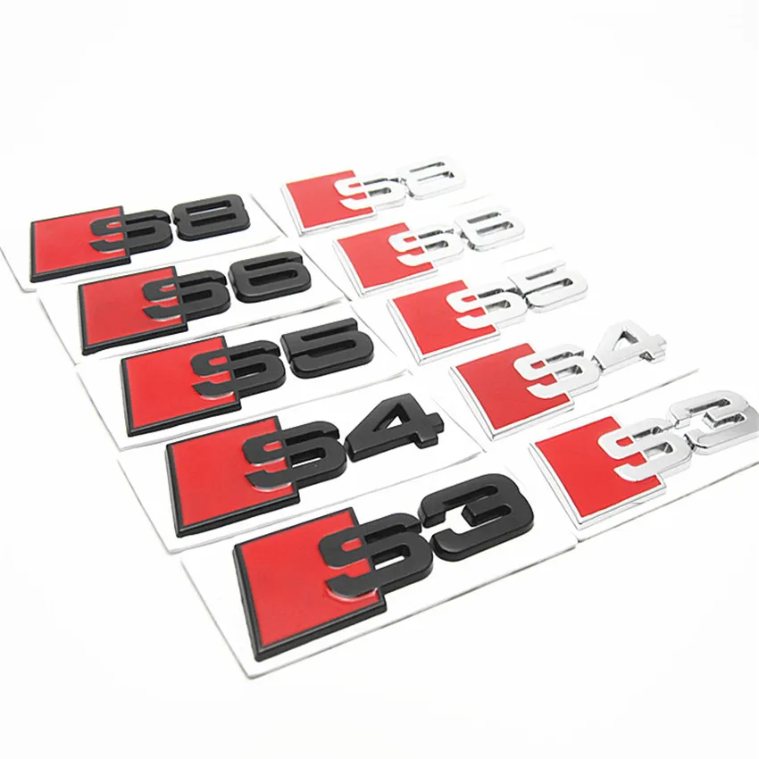 

3D Metal S3 S4 S5 S6 S8 S Line Fender Tail Trunk Rear Emblem Sticker Car Badge For Audi A3 A4 A4L A5 A6 A6L A8 A8L Car-Styling