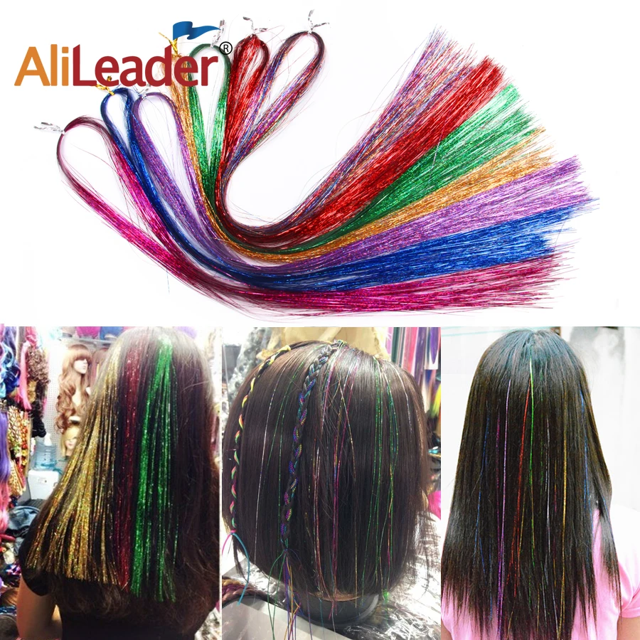Leeons color ful Sparkel блестящий эффект прямые синтетические волосы для наращивания