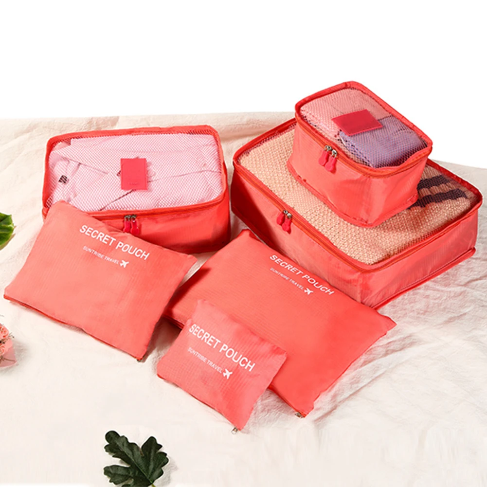 

6pcs Travel Organizer Bag Travel Storage Bag Set For Clothes Tidy Organizer Wardrobe Suitcase Pouch Case Shoes Packing Cube Bag