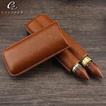 COHIBA Коричневый натуральная Кожаный Портсигар Футляр Портативный 2 Пальцы хьюмидор открытый портсигар с подарочной коробке