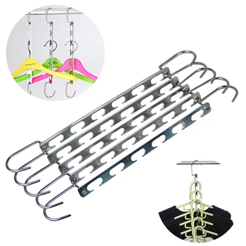

2Pcs/Lot Cloth Hanger Stainless Space Saving Non-slip Clothing Organizer 6 Holes Rack for Clothes Pants Skirt Sorganizer Racks