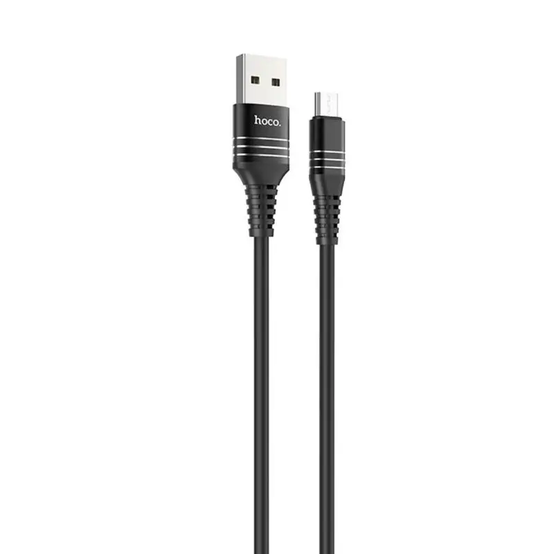 HOCO U46 Силиконовый Micro USB кабель для быстрой зарядки и синхронизации данных для телефонов Android для huawei Xiaomi USB кабель для зарядного устройства - Цвет: Черный