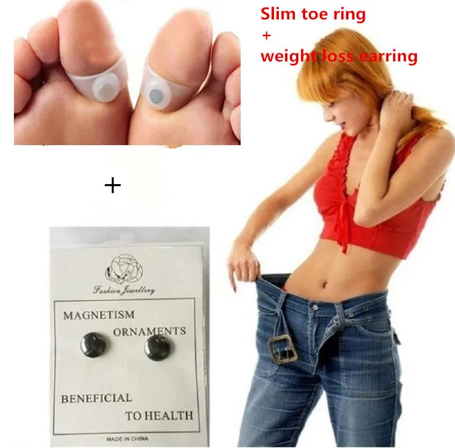 

Magnetic Slimming Earrings+Slim Toe Ring Lose Weight Magnetic Health Magnets Ear Patch Slim Patch