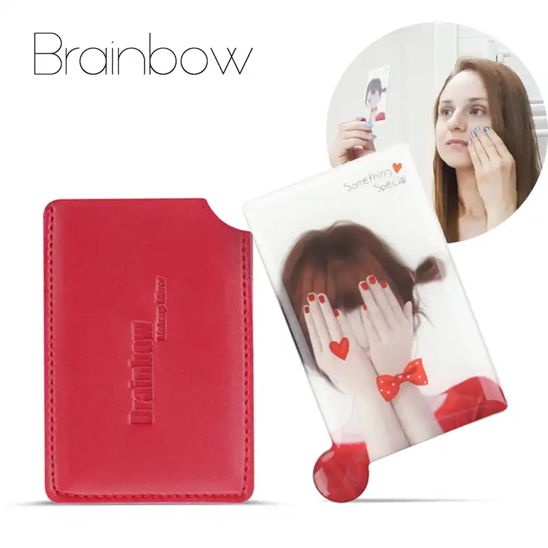 Brainbow 1 шт. небьющиеся карты, зеркала для макияжа, небьющееся Карманное зеркальце компактное портативное и защитное ПУ-покрытие - изображение