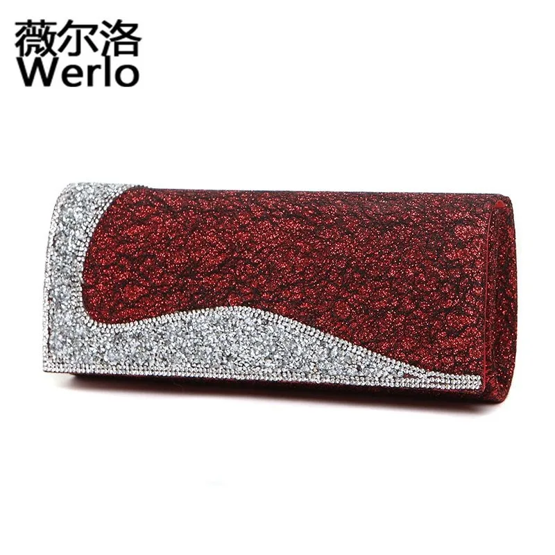 

WERLO Brand New Designer Women Bags Fashion Blingbling Ladies Evening Bags Small Diamonds Chains Shoulder Messenger Bags SJ164