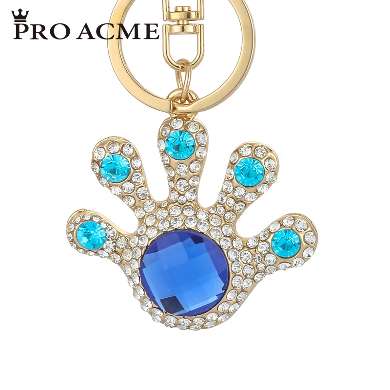 Pro Acme Personalise Full Crystal Hand Round Keychain for Women Rhinestone Bag Pendant Purse Key Chains llaveros PWK0716 | Украшения и