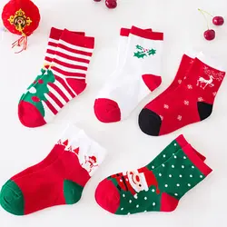 1-12years из чесаного хлопка детские носки Рождество мультфильм печати с коротким запасы sokken зима теплая Обувь для девочек Обувь для мальчиков
