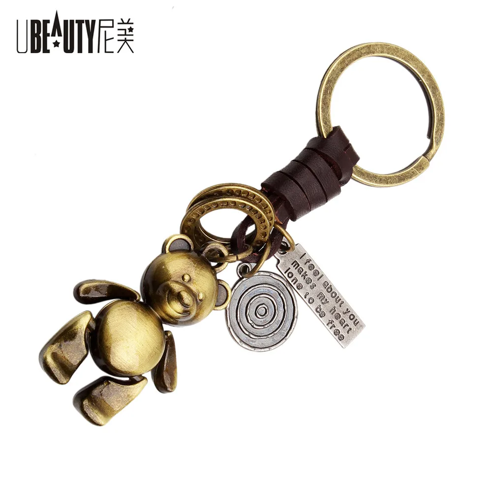 New arrival Women Metal Teddy Bear Doll Key Chain Creative Gifts Bronze