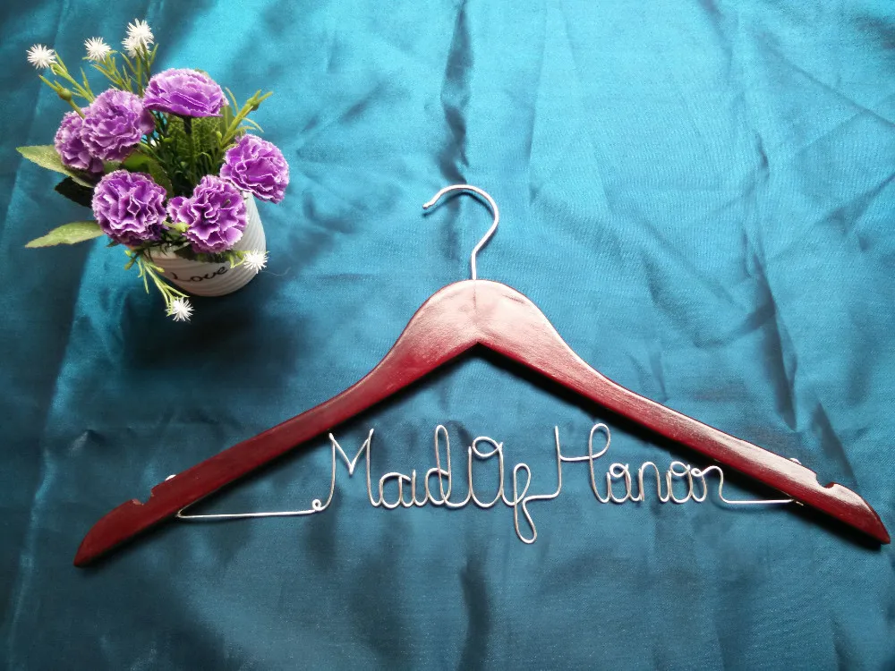 Wedding Hanger with Name or Titles for Bride /& Bridesmaids Bridal Hanger for Wedding Dress Mrs Hanger Floral Geometric Modern Wedding