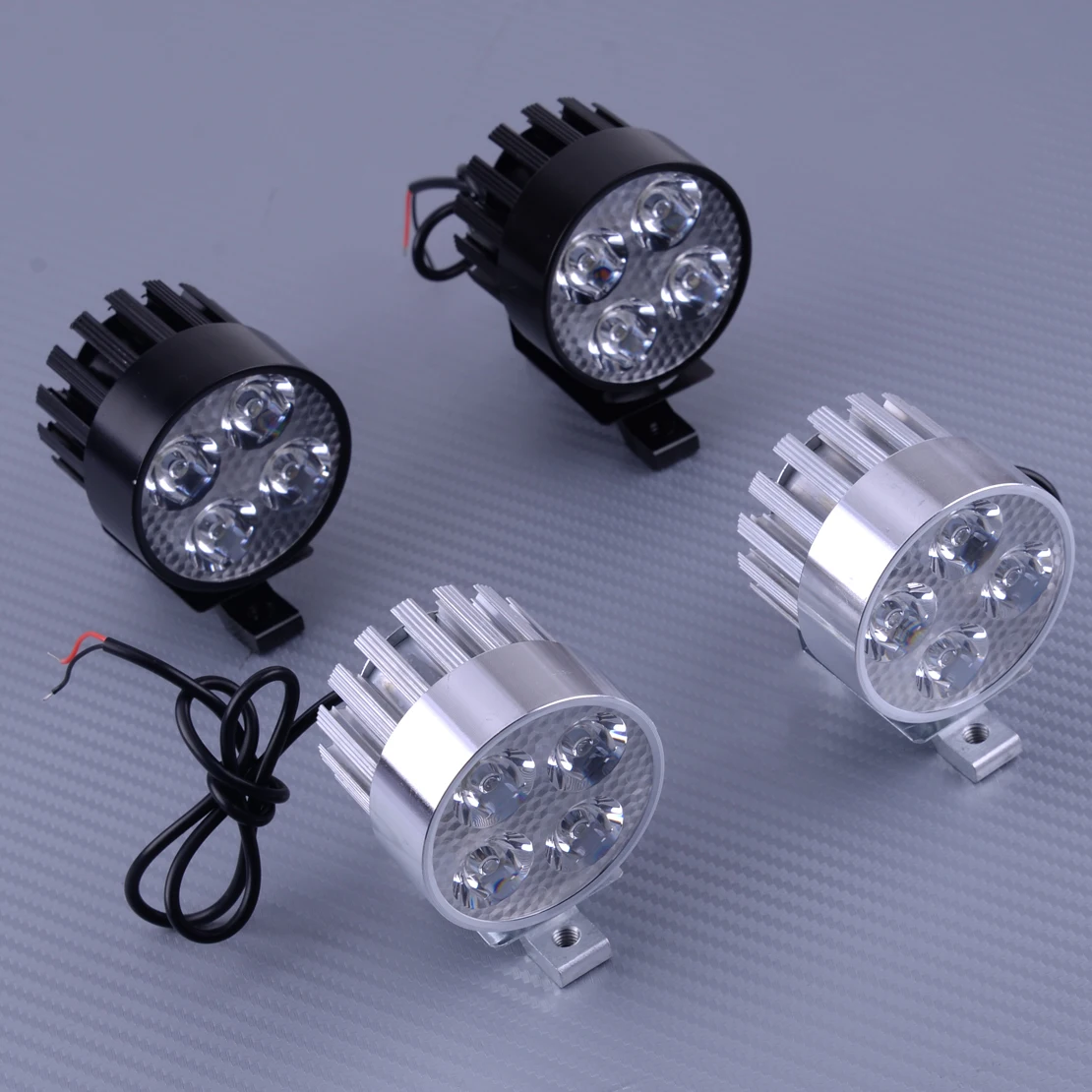 

DWCX 2pcs 4 LED 12W White Motorcycle DRL Headlight Spot Light Driving Fog Lamp IPX 6 Waterproof 12-80V DC 6500K