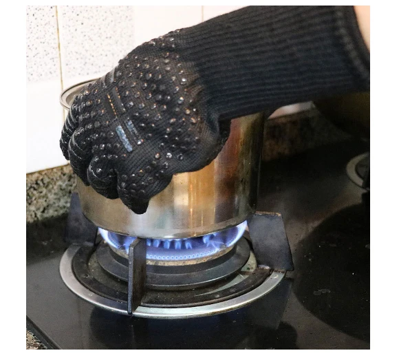 Перчатки для барбекю с высокой температурой 500-800 градусов огнестойкие для микроволновой печи с изоляцией для выпечки Силиконовые противоскользящие огнезащитные