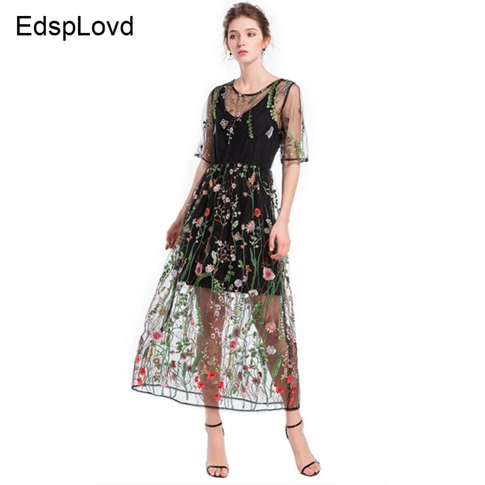 EdspLovd 2018 с мультяшными героями модные повседневные кружевное платье вышивкой