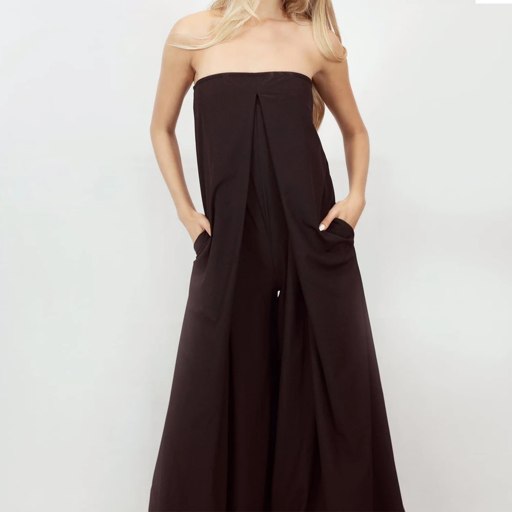 Tosheiny 2019 kobiety nowy lato Sexy Slash Neck Off Shoulder Backless pajacyki elegancki jednolity kolor kombinezon TH0072 -