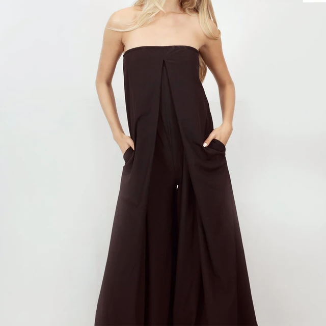 Tosheiny 2019 kobiety nowy lato Sexy Slash Neck Off Shoulder Backless pajacyki elegancki jednolity kolor kombinezon TH0072 -