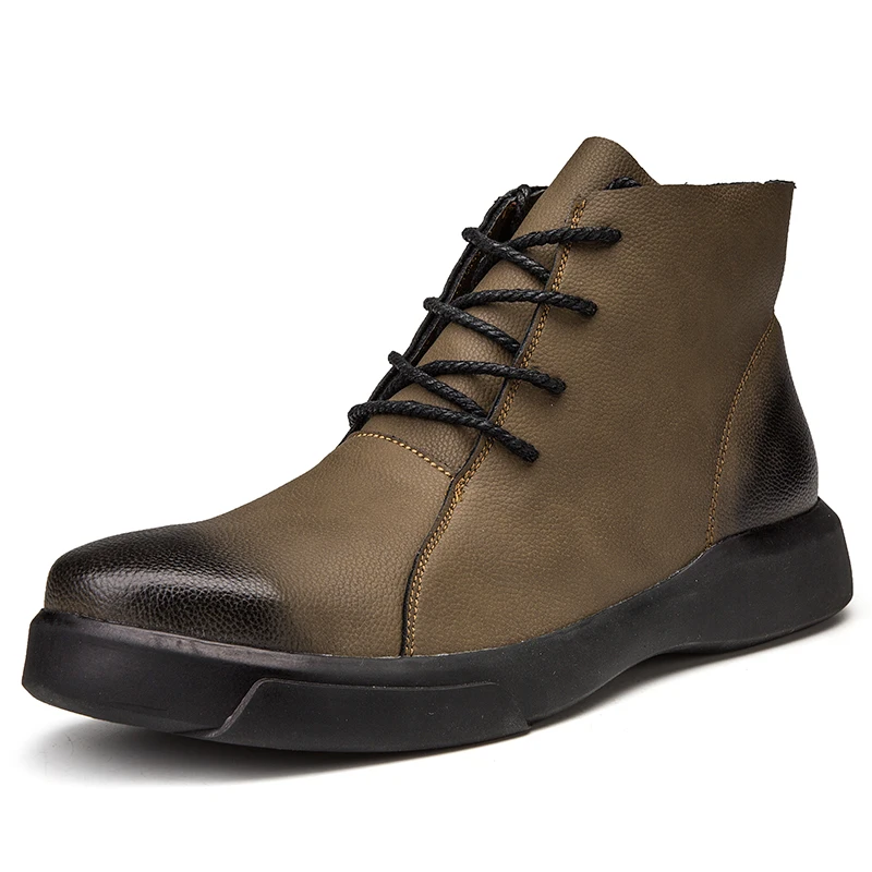 

Martin Boots Casual Leather Shoes Winter Loafers Keep Warm Fashion Sneakers Footwear Quality Leather High Top Plush Men Shoes