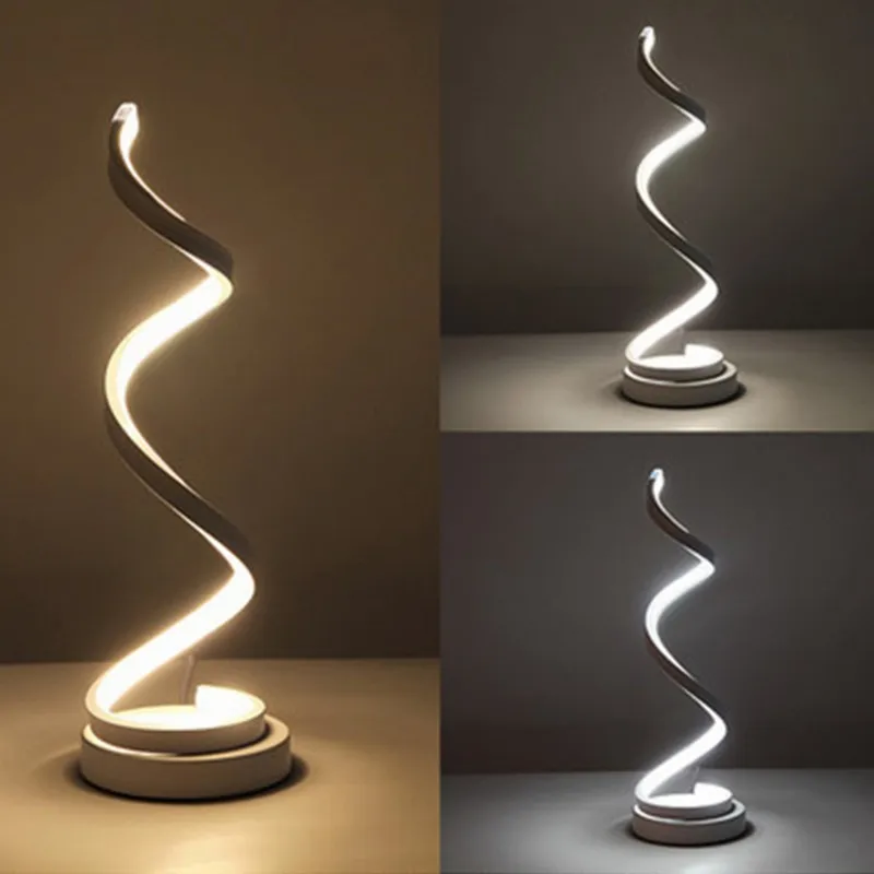 

Modern Creative Design Side Lighting Energy-saving LED Acrylic Spiral Table Lamp Bedroom Bedside Lamp Home Decoration Lighting