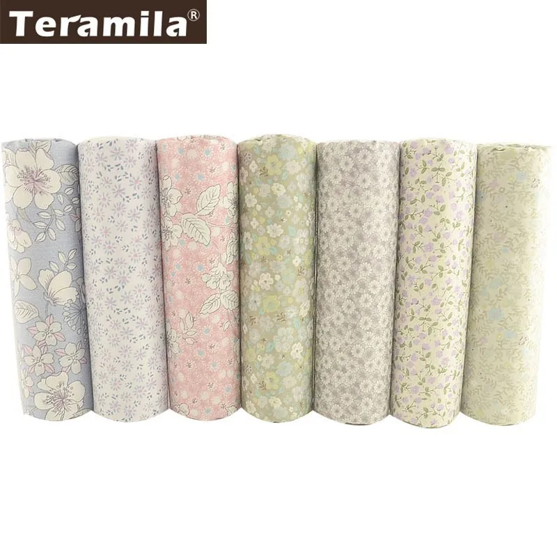 

Teramila 40cmx50cm 7 PCS Flowers Design 100% Cotton Twill Fabric DIY Cushion Pillow Sewing Patchwork Home Decoration Tissu Tela