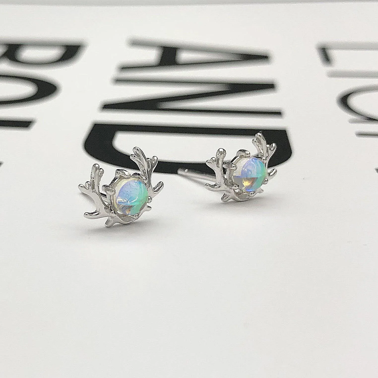 elk moonlight stone earrings 100% 925 Sterling silver Jewelry fashion Hypoallergenic Stud earrings woman girl gift