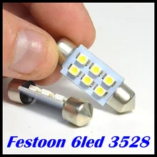 500 шт./лот гирлянда 6SMD светодиодный 1210 3528 31 мм 36 мм 39 мм 42 мм салона крыши гирлянда светодиодный карта купольный светильник свет