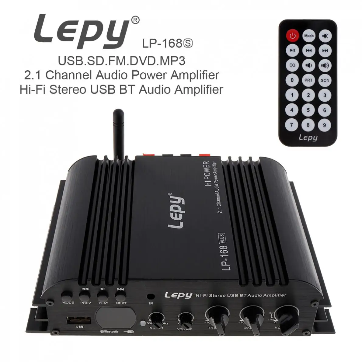 LP-168S Hi-Fi Stereo USB Bluetooth Car Audio Amplifier Support EDR Bluetooth 2.1 Channel with Remote Control & Power Adapter LP-168S Hi-Fi Stereo USB Bluetooth Car Audio Amplifier Support EDR Bluetooth 2.1 Channel with Remote Control & Power Adapter