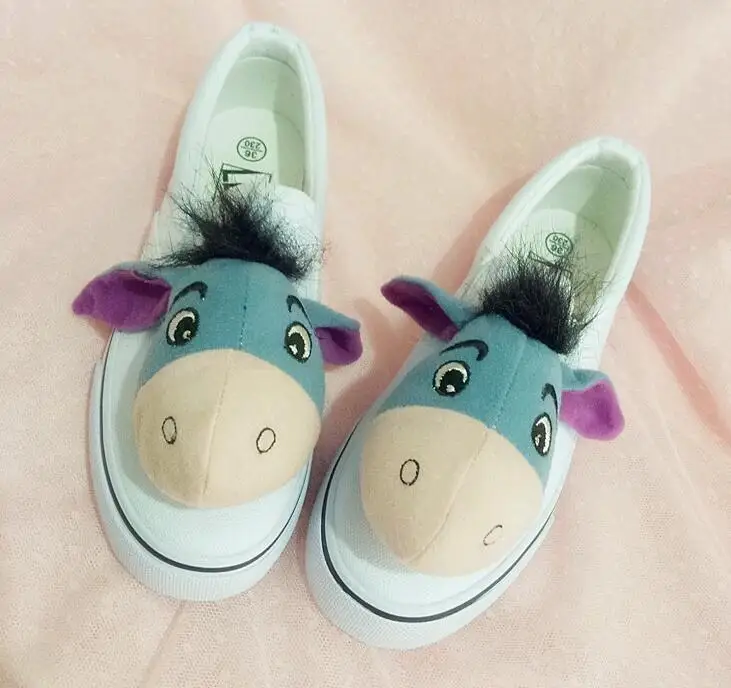 

HAHAFLOWER Plus size 35-44 2019 Spring Autumn Women's Sneakers Cute Cartoon Casual Shoes Canvas Platform Sneakers White Balck