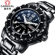 Оригинальные карнавальные Мужские кварцевые часы с черной дверью, светящиеся спортивные мужские часы, водонепроницаемые военные часы с календарем