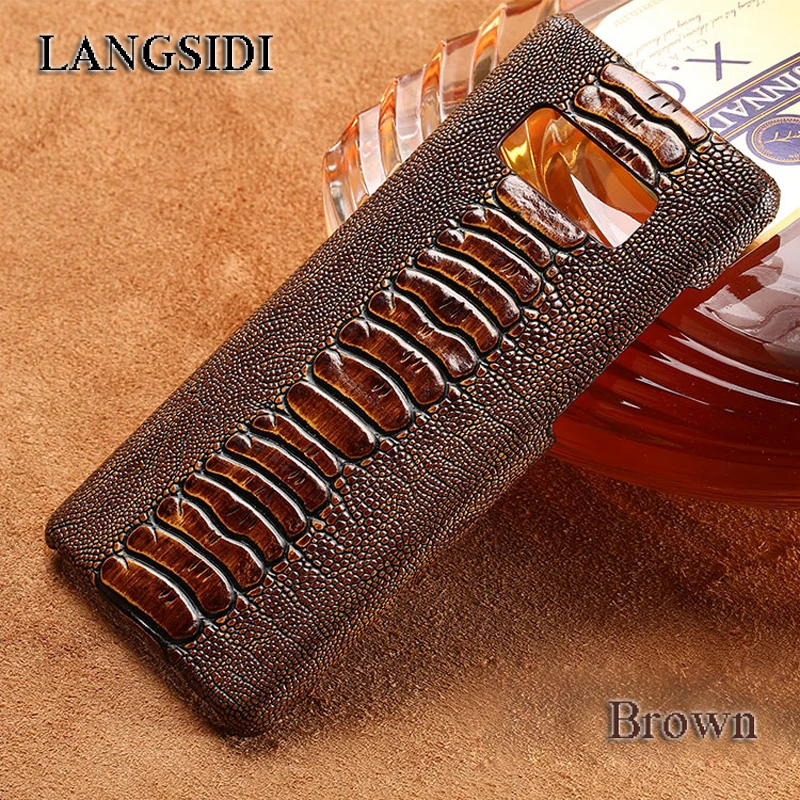 Longsidi brand Genuine Leather Ostrich foot Pattern mobile phone case for Samsung Note 8  phone case and for Samsung phone case