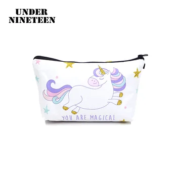 

Under Nineteen 2019 Kawaii Cartoon Unicorn Makeup Bag Cosmetic Bag Neceser Travel Toiletry Organizer Pouch Wholesale Custom Logo