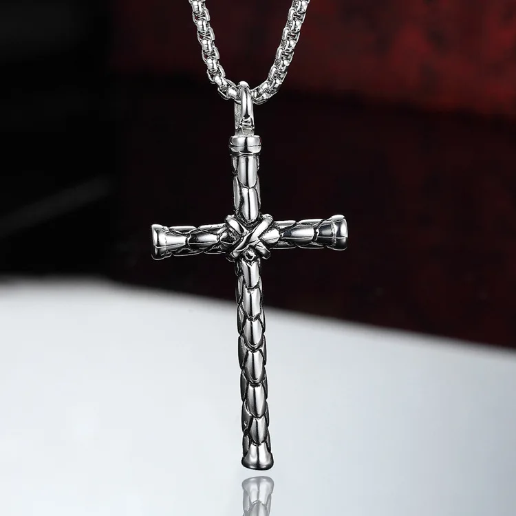 

Cross Necklace & Pendant for Men Snake Scales Design Stainless Steel Fashion Jewelry