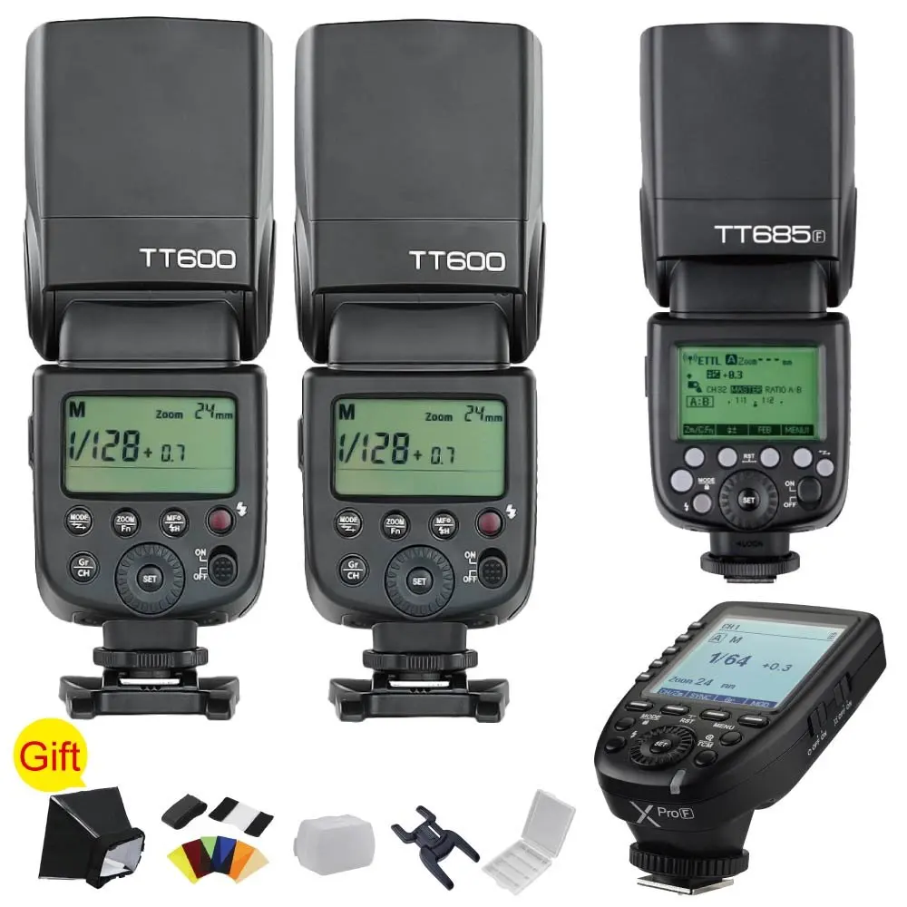 

2X Godox TT600 + TT685F 2.4G E-TTL Flash Speedlite + XPro-F TTL Wireless Flash Trigger Kits for Fujifilm Camera