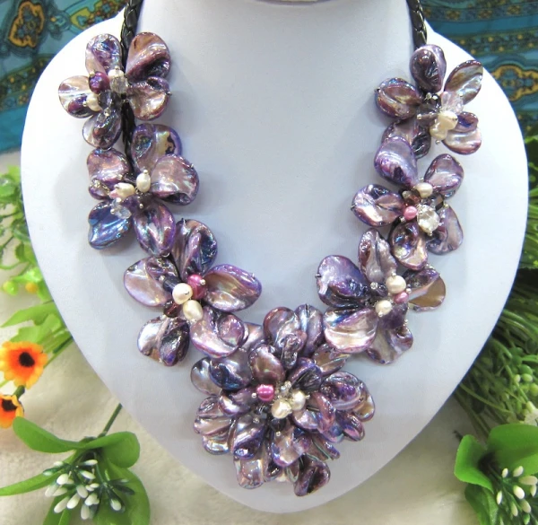 

Classic mother of pearl baroque shell flower necklace for women fashion jewelry