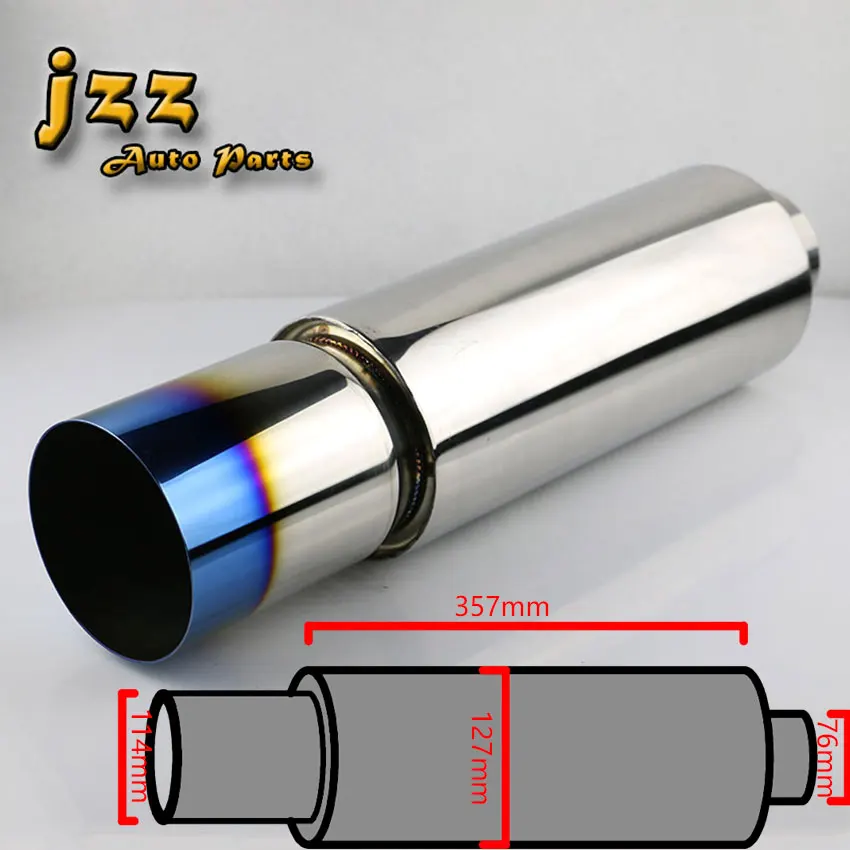 ﻿Buy JZZ 76mm inlet Universal 304 Stainless Steel Burned Blue Silencer