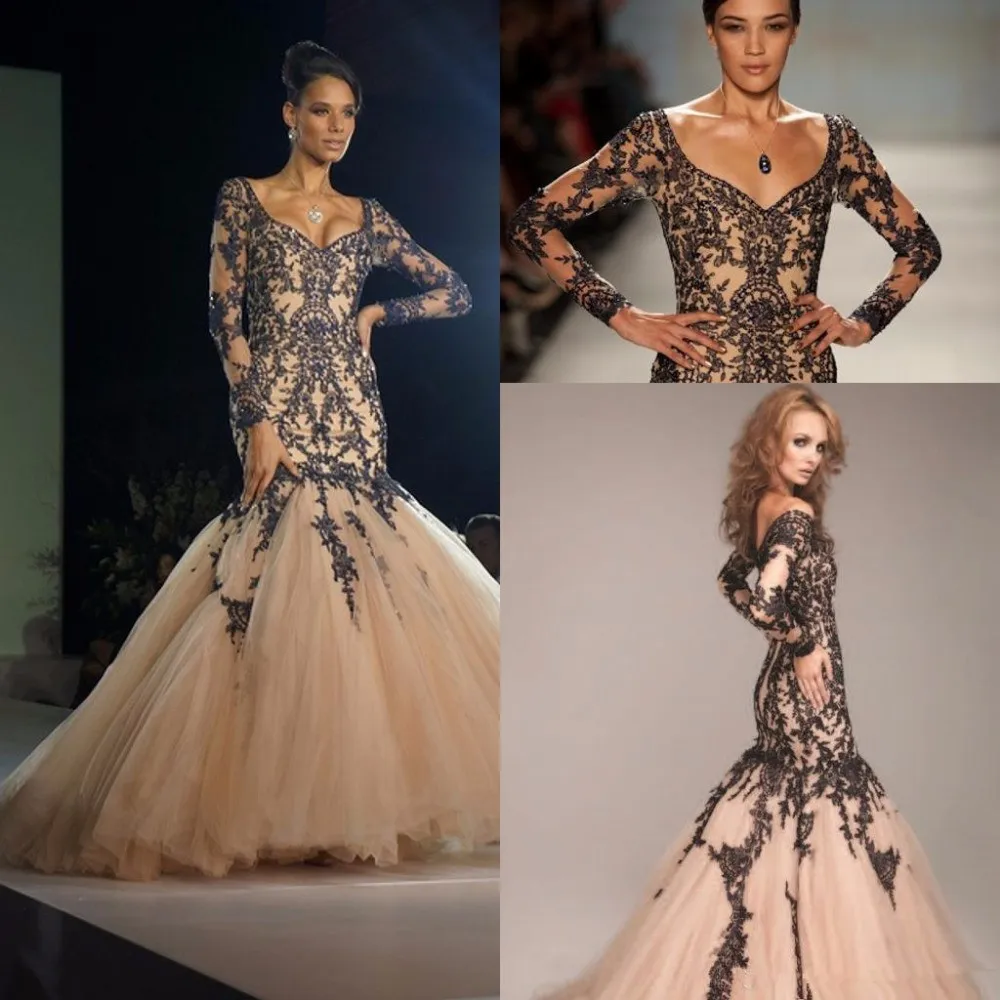 Особых поводов с длинным рукавом Элегантные платья для выпускного вечера официальная Вечеринка платья красной ковровой дорожки вышивка взлетно-посадочной полосы Русалка Формальные Вечерние платья