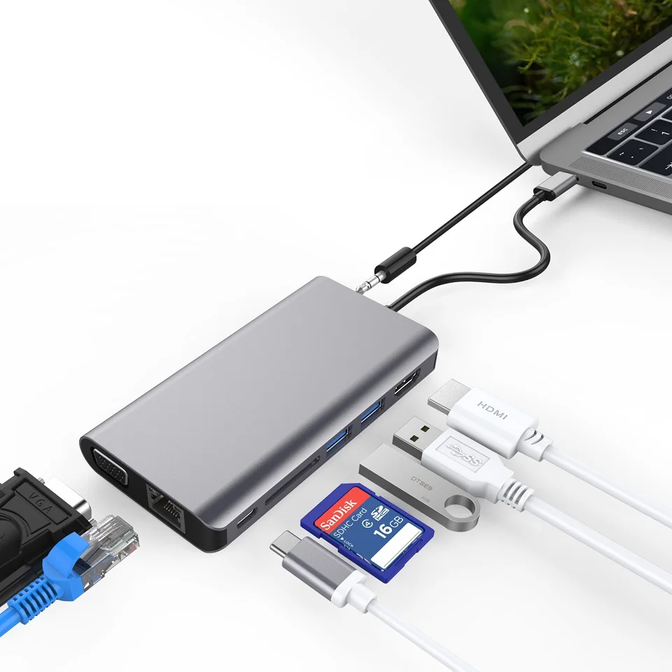 

USB C HUB USB C to HDMI 4K VGA Ethernet PD Thunderbolt 3 Adapter For Macbook Pro Samsung S9 Huawei P20 Pro USB HUB 3.0