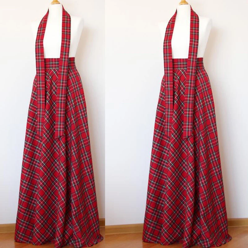 plus size plaid maxi skirt