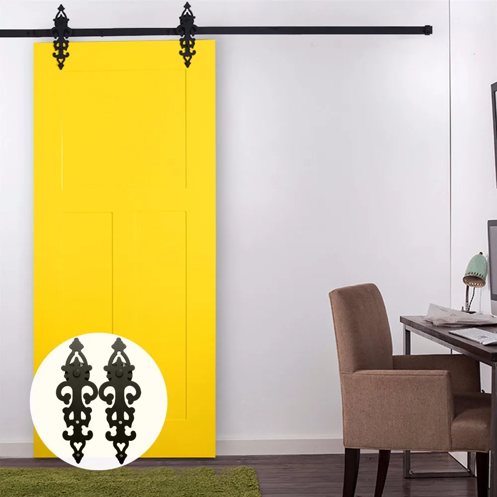 LWZH 16ft/17ft/18ft/19ft/20ft Sliding Barn Wood Door Hardware Steel Black Barn Door Interior Hardware Track Sets for Single Door LWZH 16ft/17ft/18ft/19ft/20ft Sliding Barn Wood Door Hardware Steel Black Barn Door Interior Hardware Track Sets for Single Door
