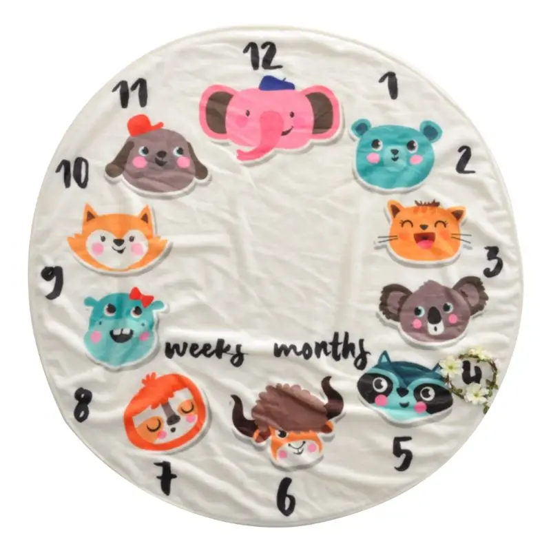 

Photography Blanket Soft Flannel Round Photo Background Animal Newborn Props Decorative Creative Monthly Number Clock Swaddle