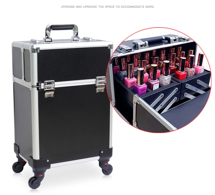 Женский косметический чехол на колесиках, набор инструментов для макияжа ногтей, Многофункциональный косметический чемодан-тележка