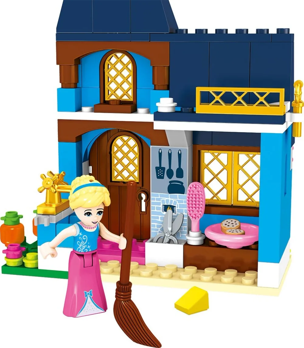 Disney Education Toys Frozen Princess Castle Cinderella'S Enchanted Fairy Godmother Building Blocks New Year Gift For Childrens