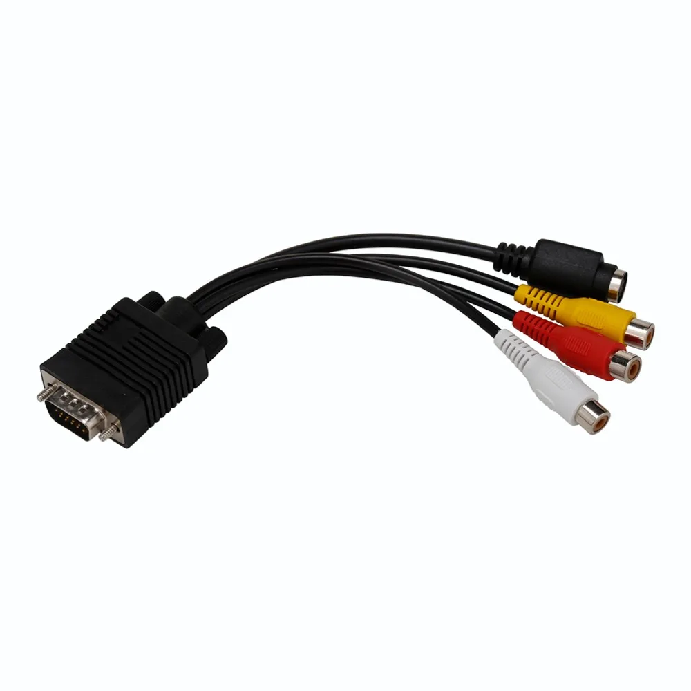 Композитный адаптер VGA Male S Video 3 RCA Jack Female AV TV Out переходник видео кабель для